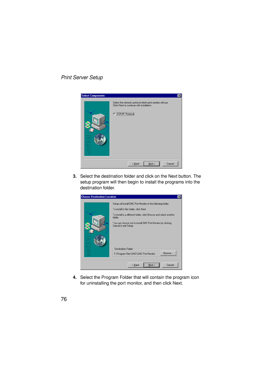 SMC Networks SMC7004ABR V.2 manual Print Server Setup 