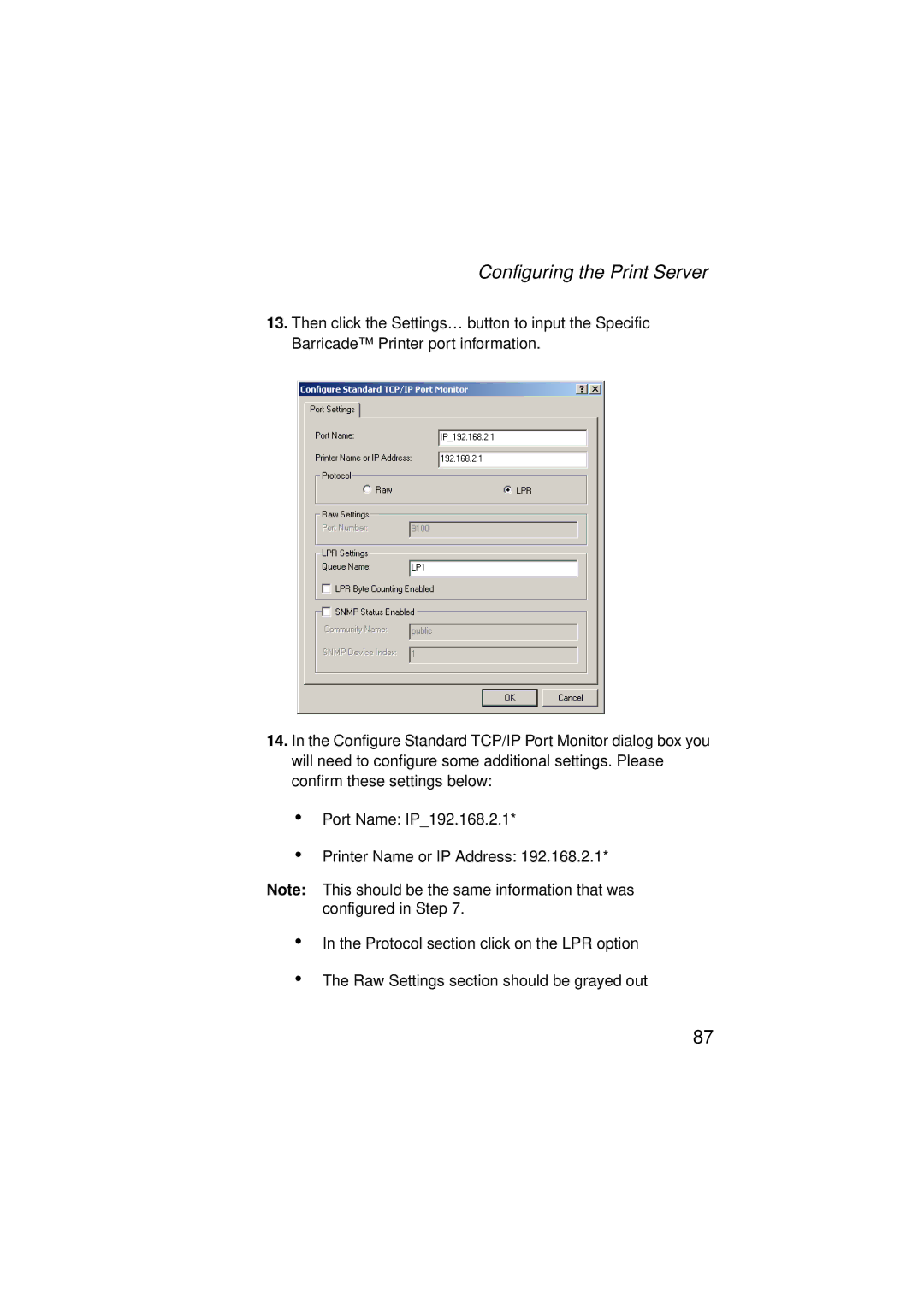 SMC Networks SMC7004ABR V.2 manual Configuring the Print Server 