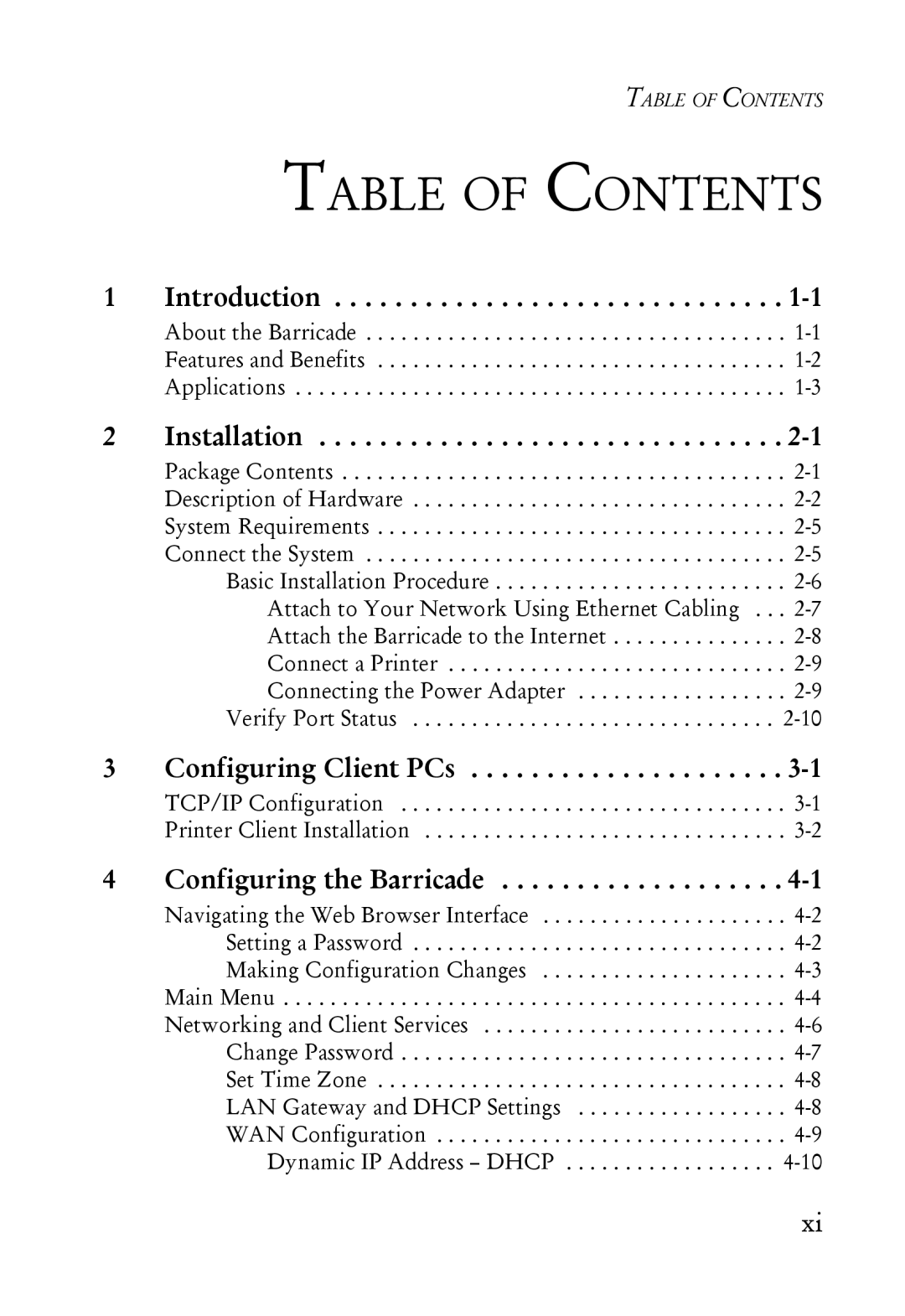 SMC Networks SMC7004ABR manual Table of Contents 