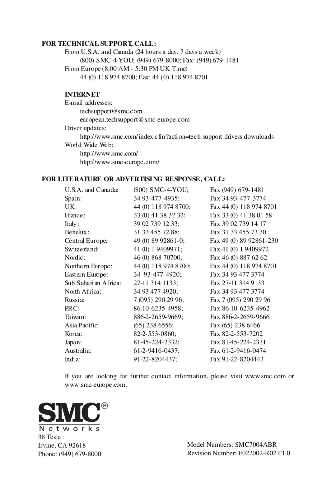 SMC Networks SMC7004ABR manual Internet 