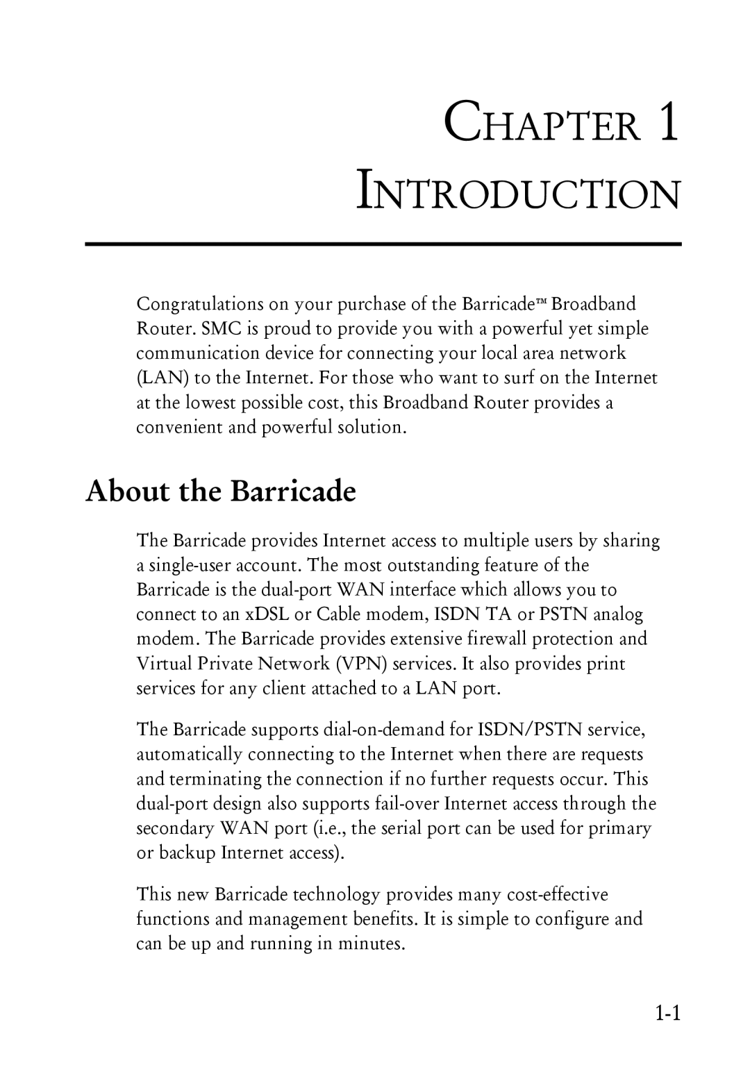 SMC Networks SMC7004ABR manual Chapter Introduction, About the Barricade 