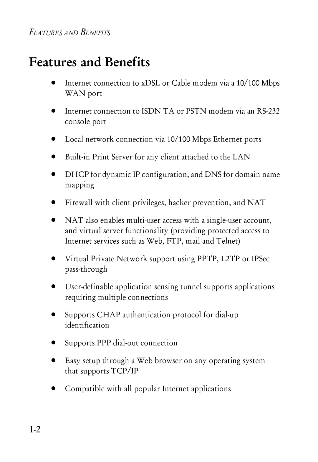 SMC Networks SMC7004ABR manual Features and Benefits 