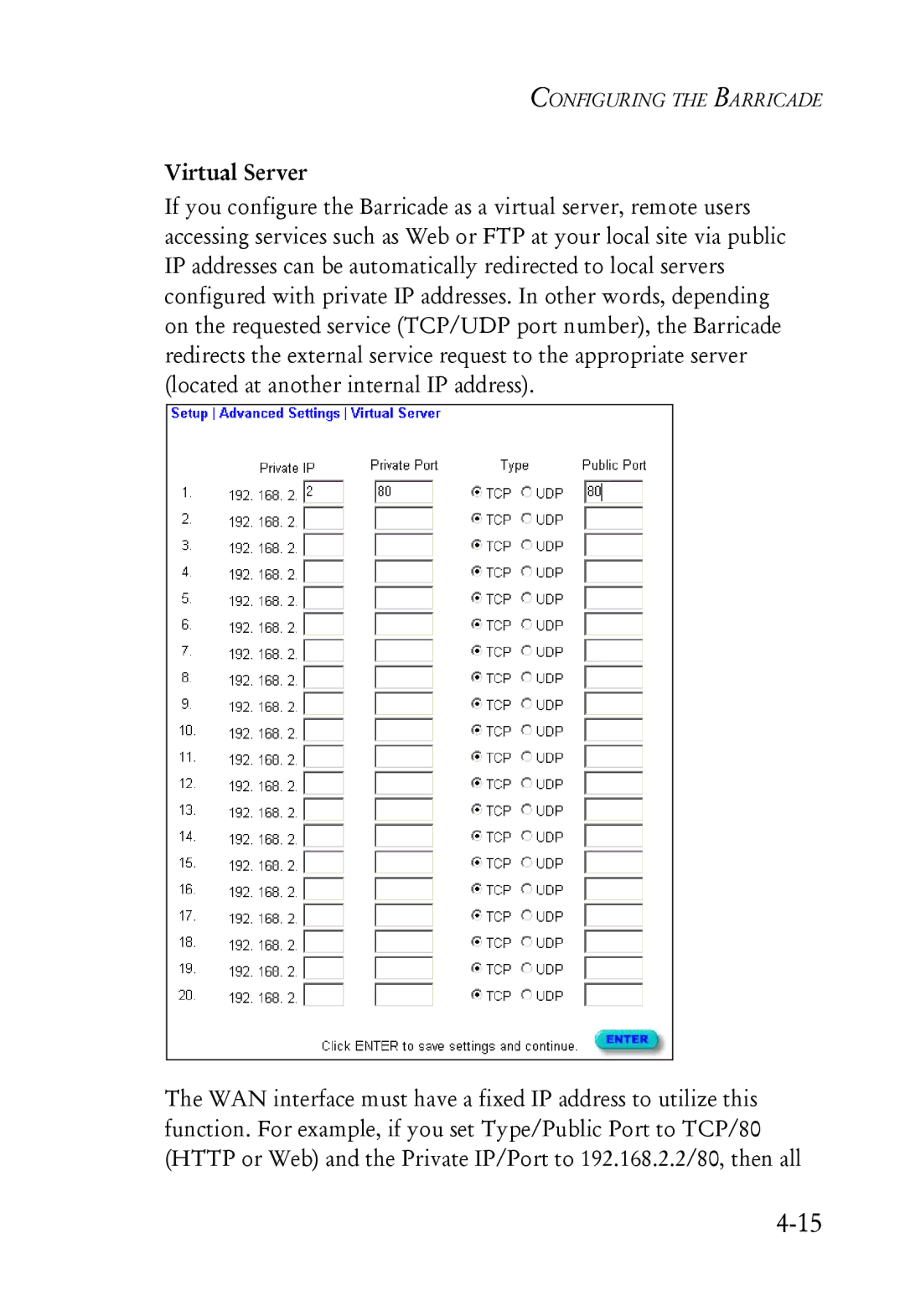 SMC Networks SMC7004ABR manual Virtual Server 