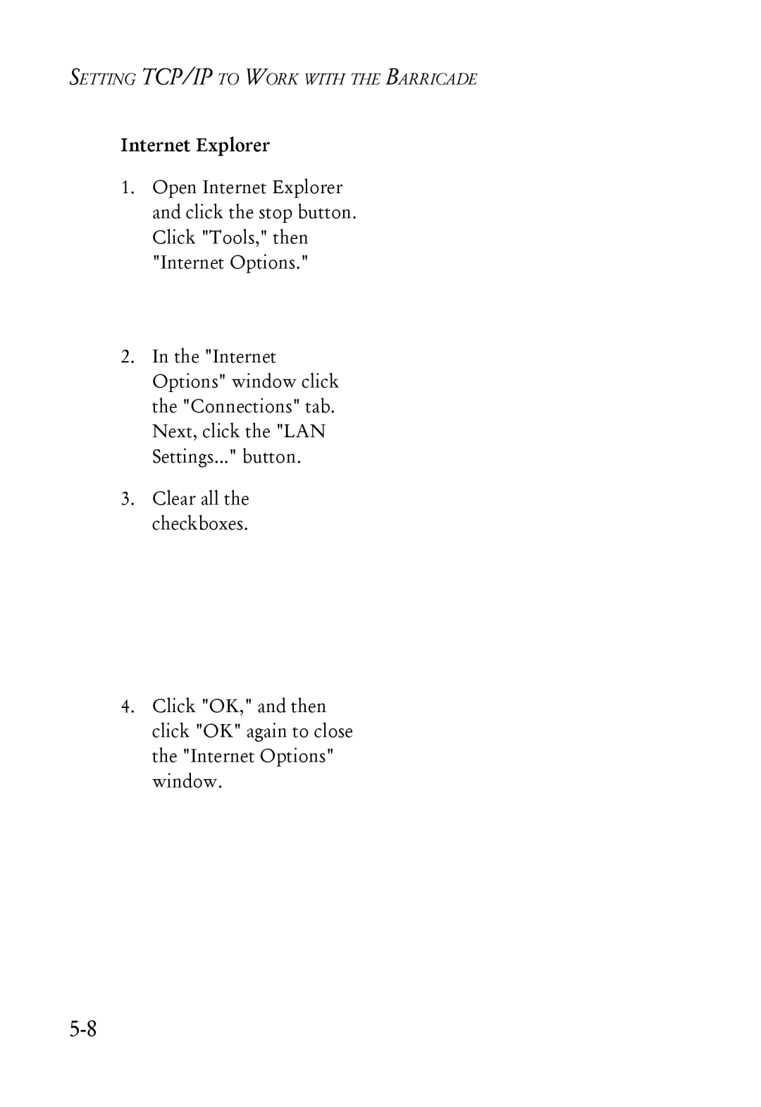 SMC Networks SMC7004ABR manual Internet Explorer 