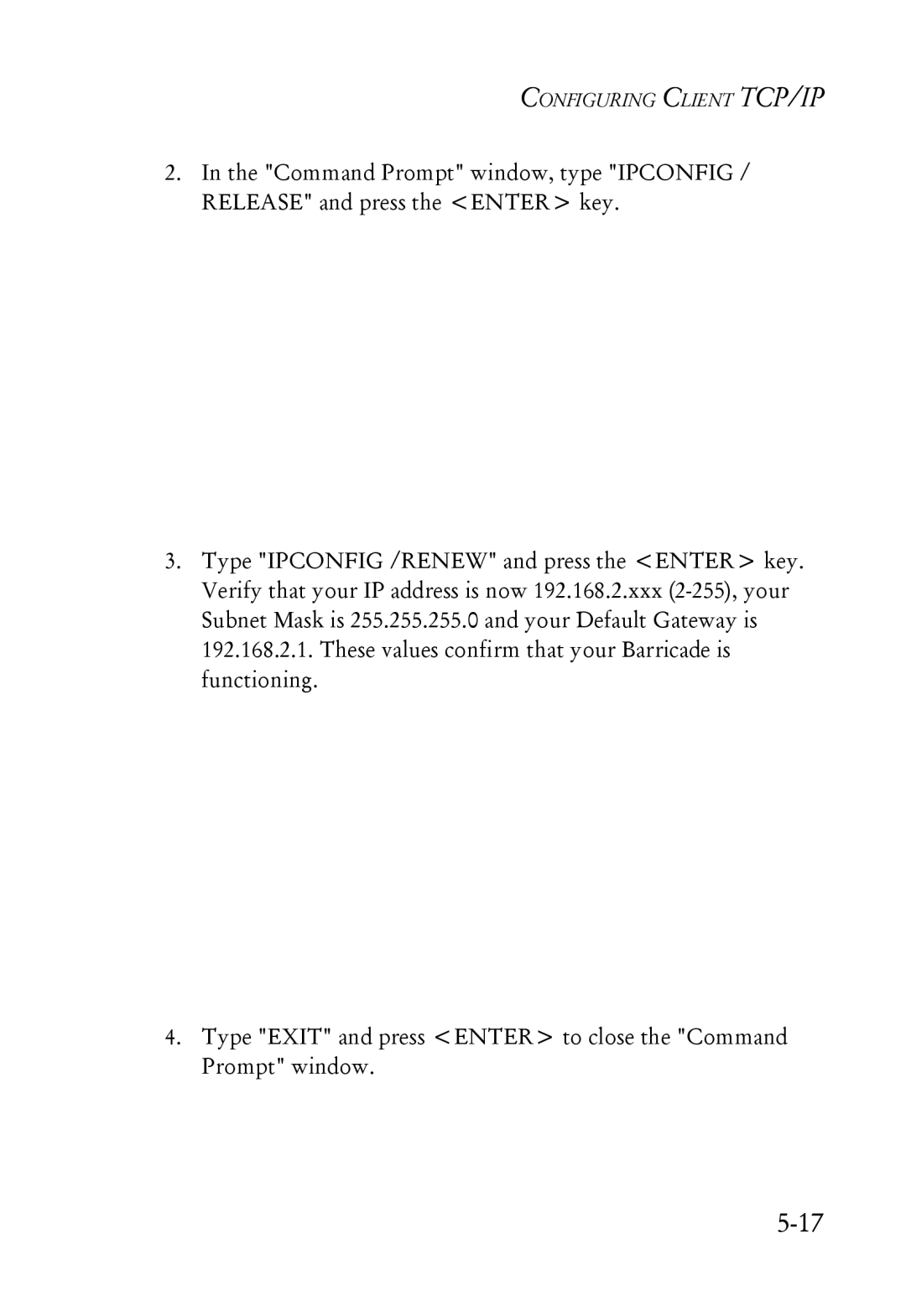 SMC Networks SMC7004ABR manual Configuring Client TCP/IP 