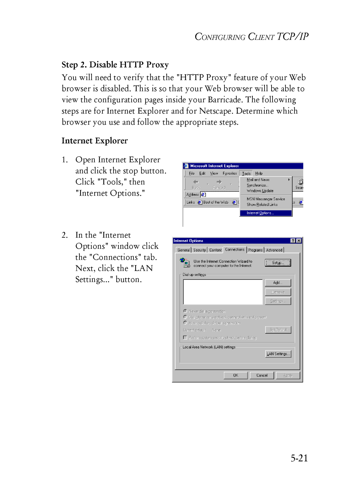 SMC Networks SMC7004ABR manual Disable Http Proxy 