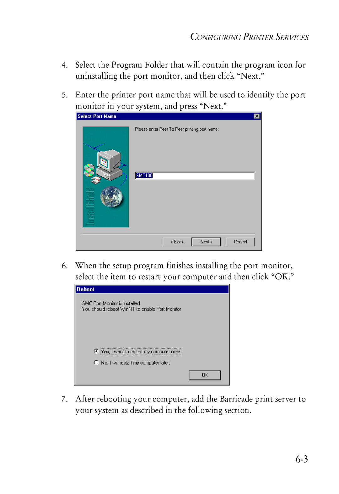 SMC Networks SMC7004ABR manual Configuring Printer Services 