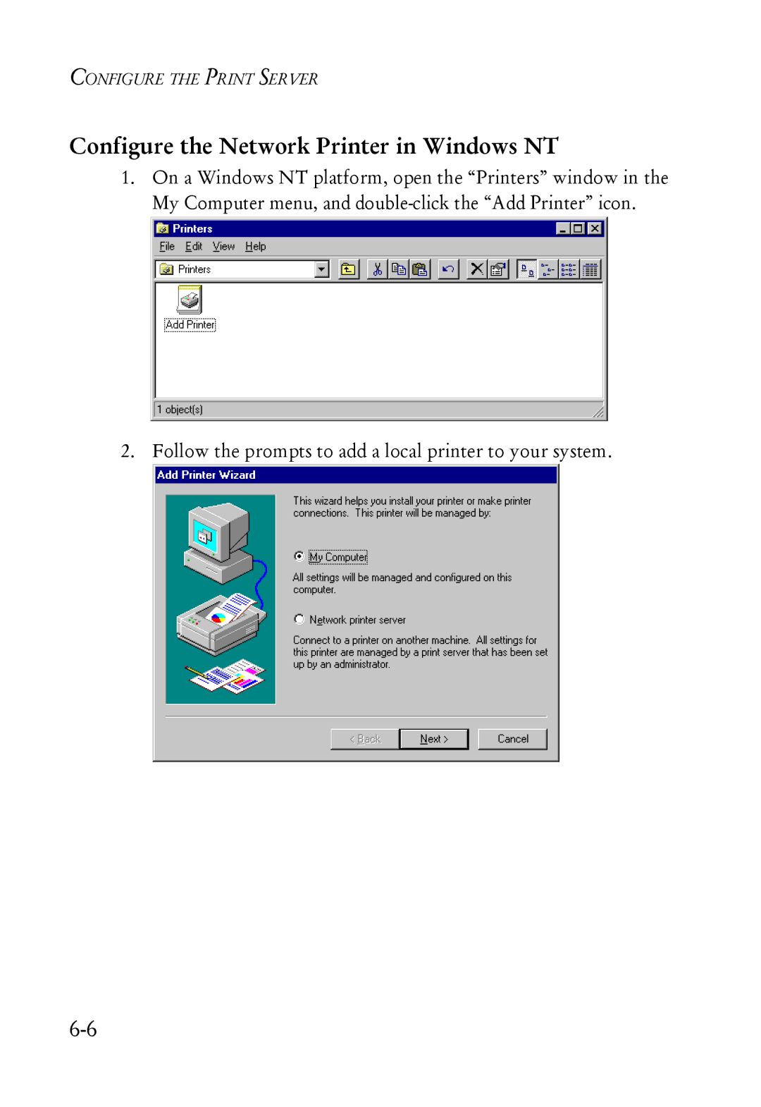 SMC Networks SMC7004ABR manual Configure the Network Printer in Windows NT 