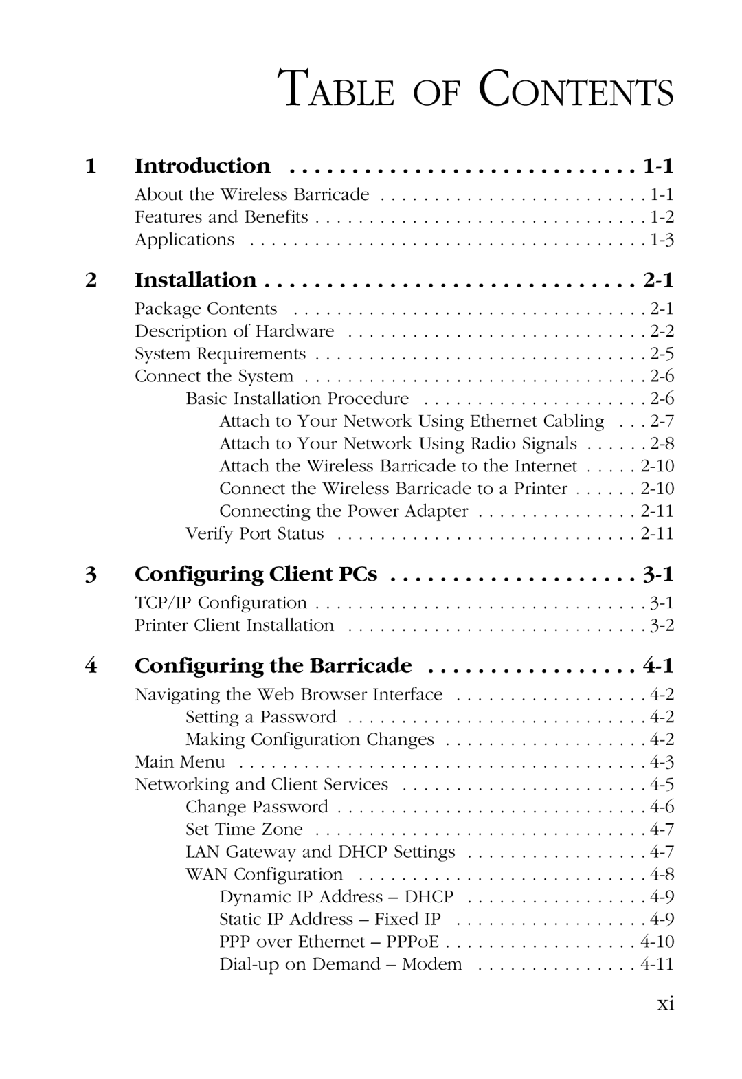 SMC Networks SMC7004AWBR manual Table of Contents 