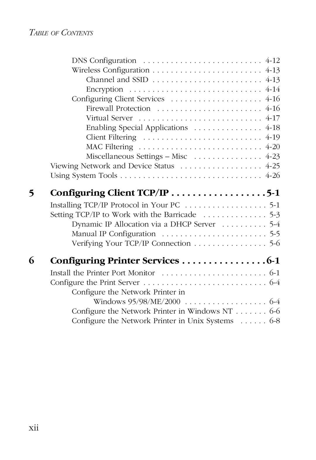 SMC Networks SMC7004AWBR manual Configuring Client TCP/IP, Configuring Printer Services 