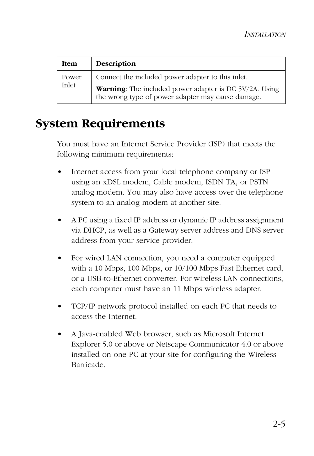 SMC Networks SMC7004AWBR manual System Requirements 