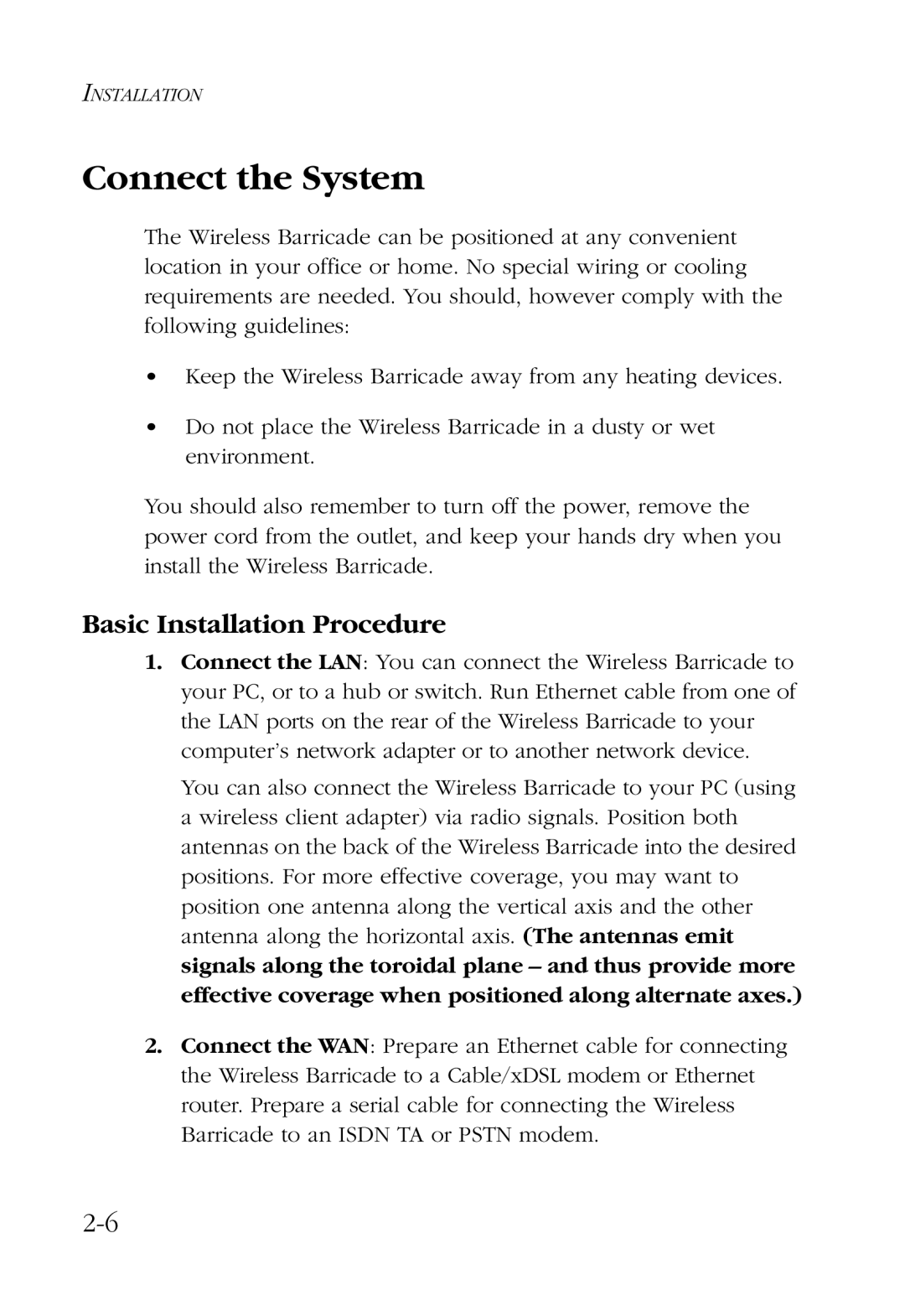 SMC Networks SMC7004AWBR manual Connect the System, Basic Installation Procedure 