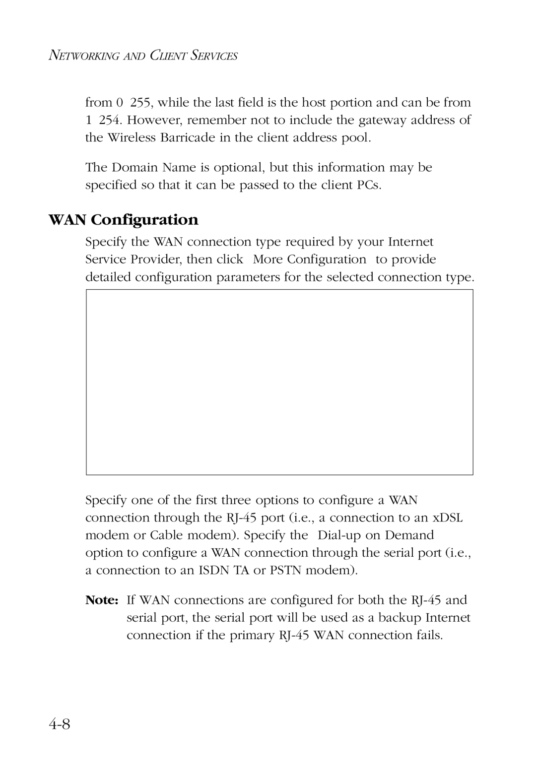 SMC Networks SMC7004AWBR manual WAN Configuration 