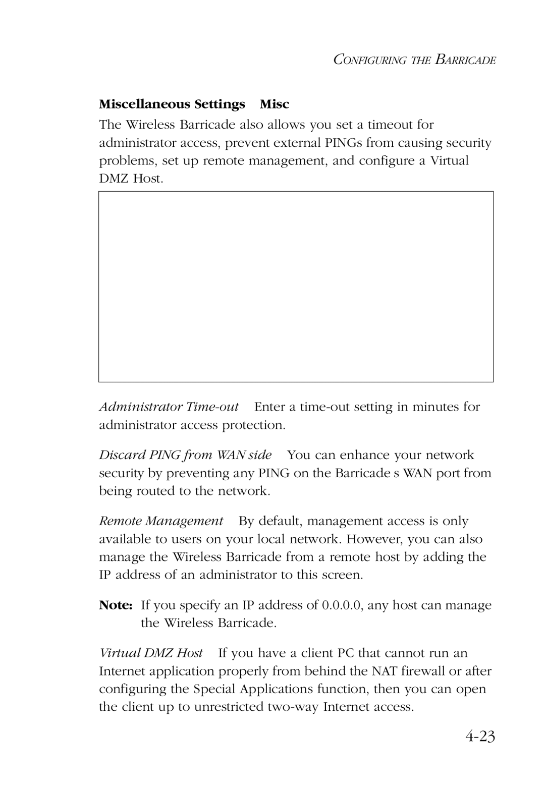 SMC Networks SMC7004AWBR manual Miscellaneous Settings Misc 