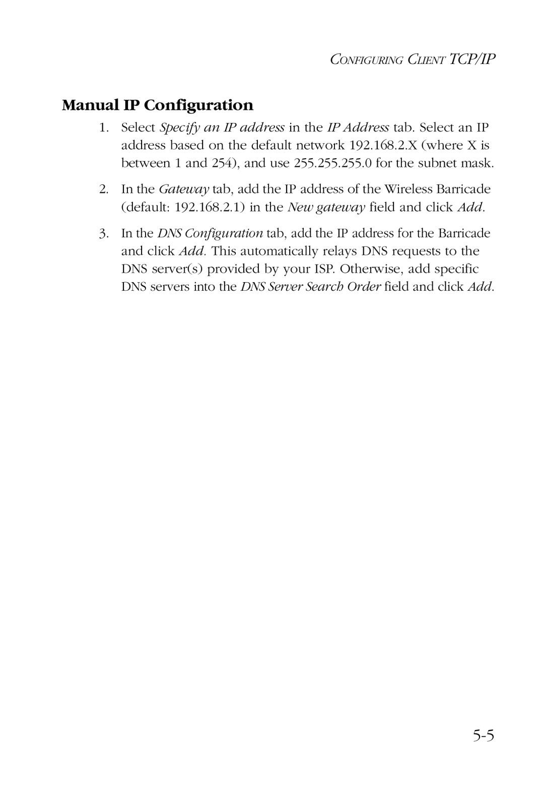 SMC Networks SMC7004AWBR manual Manual IP Configuration 