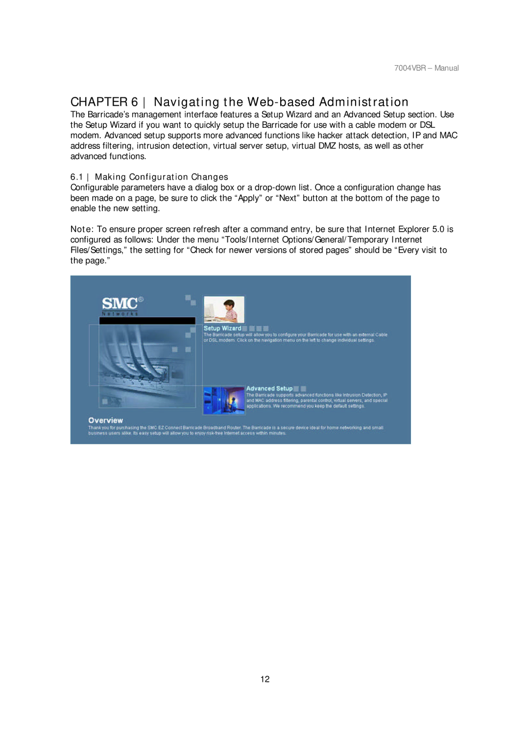 SMC Networks SMC7004VBR manual Navigating the Web-based Administration, Making Configuration Changes 