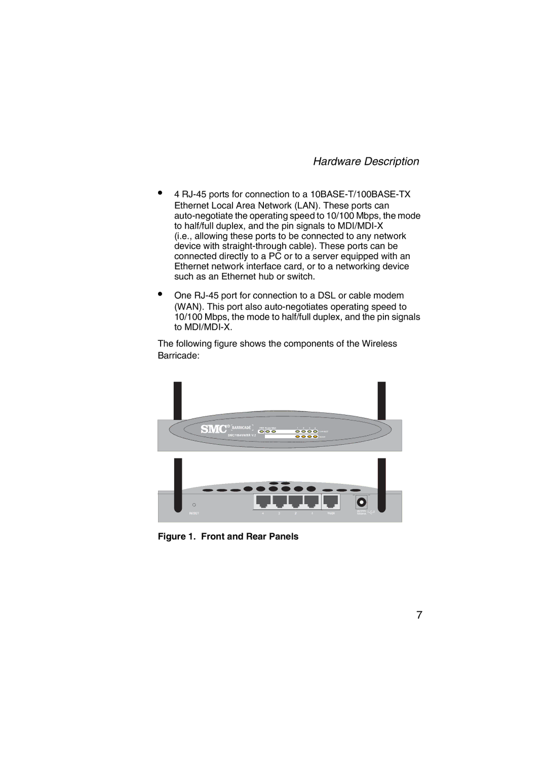 SMC Networks SMC7004VWBR V.2 manual Hardware Description 