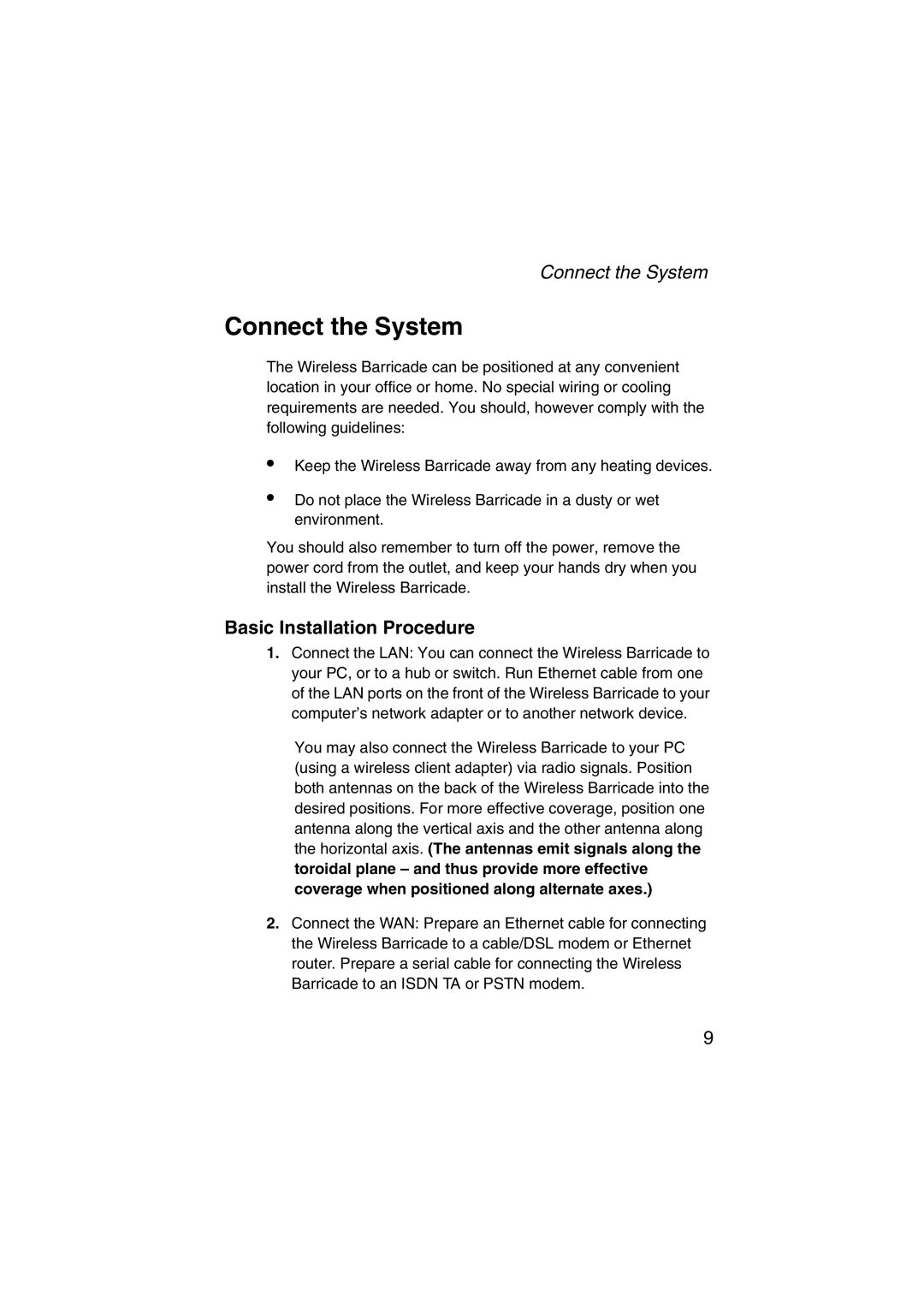 SMC Networks SMC7004VWBR V.2 manual Connect the System, Basic Installation Procedure 