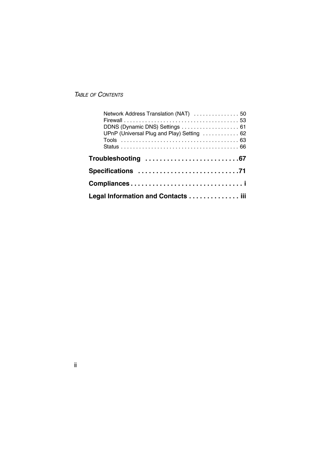 SMC Networks SMC7004VWBR V.2 manual Table of Contents 