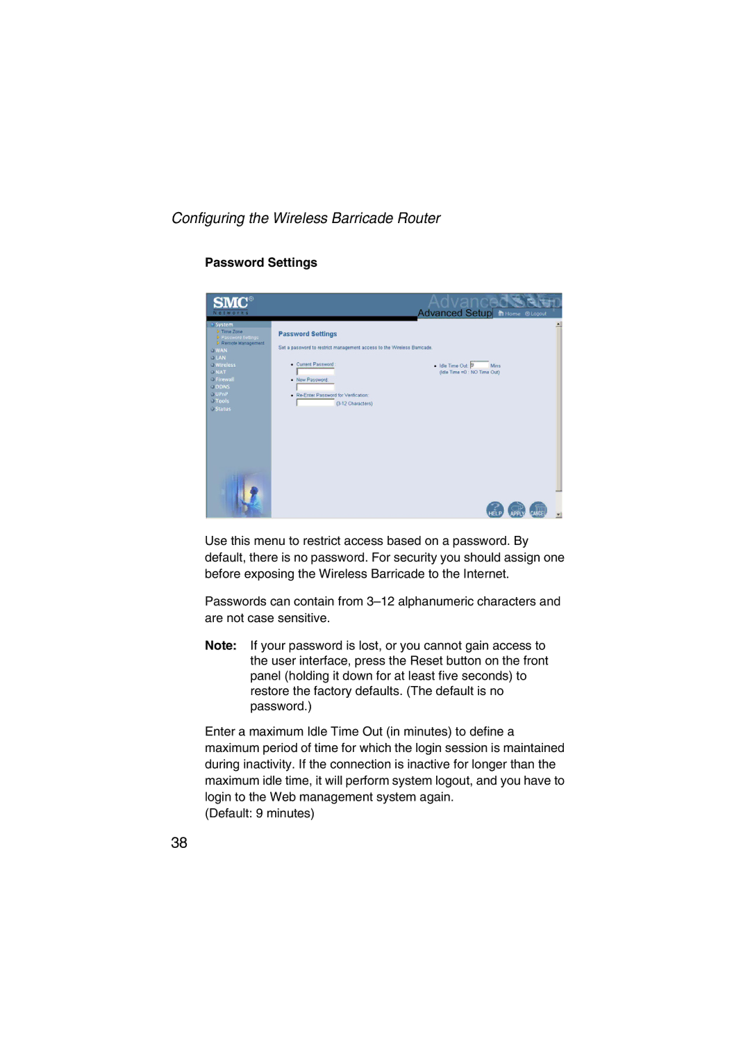 SMC Networks SMC7004VWBR V.2 manual Password Settings 