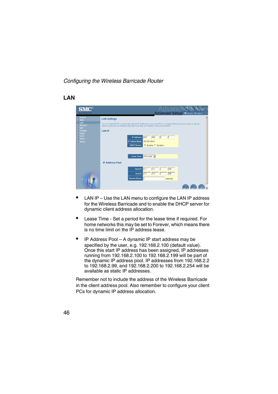 SMC Networks SMC7004VWBR V.2 manual Lan 