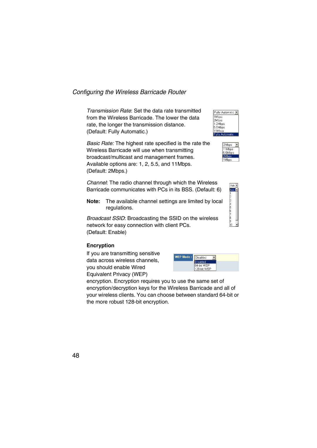 SMC Networks SMC7004VWBR V.2 manual Encryption 