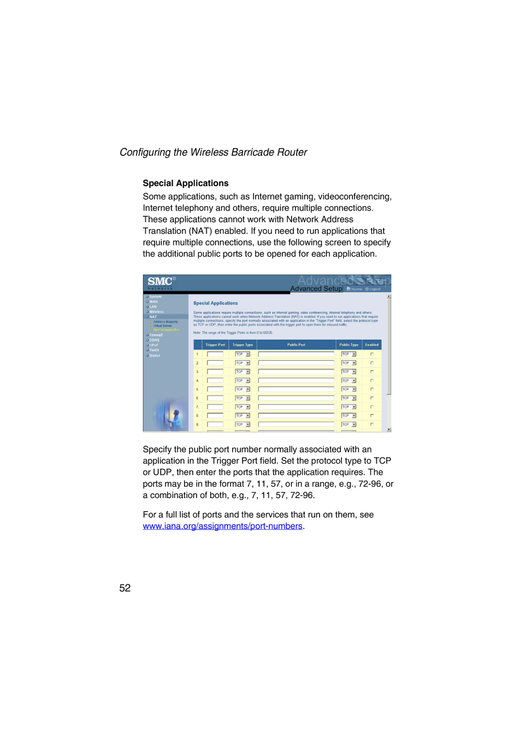 SMC Networks SMC7004VWBR V.2 manual Special Applications 