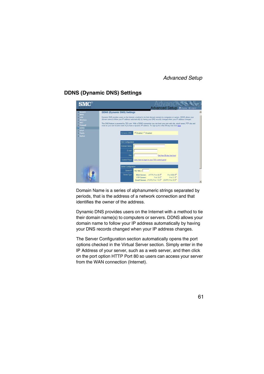 SMC Networks SMC7004VWBR V.2 manual Ddns Dynamic DNS Settings 