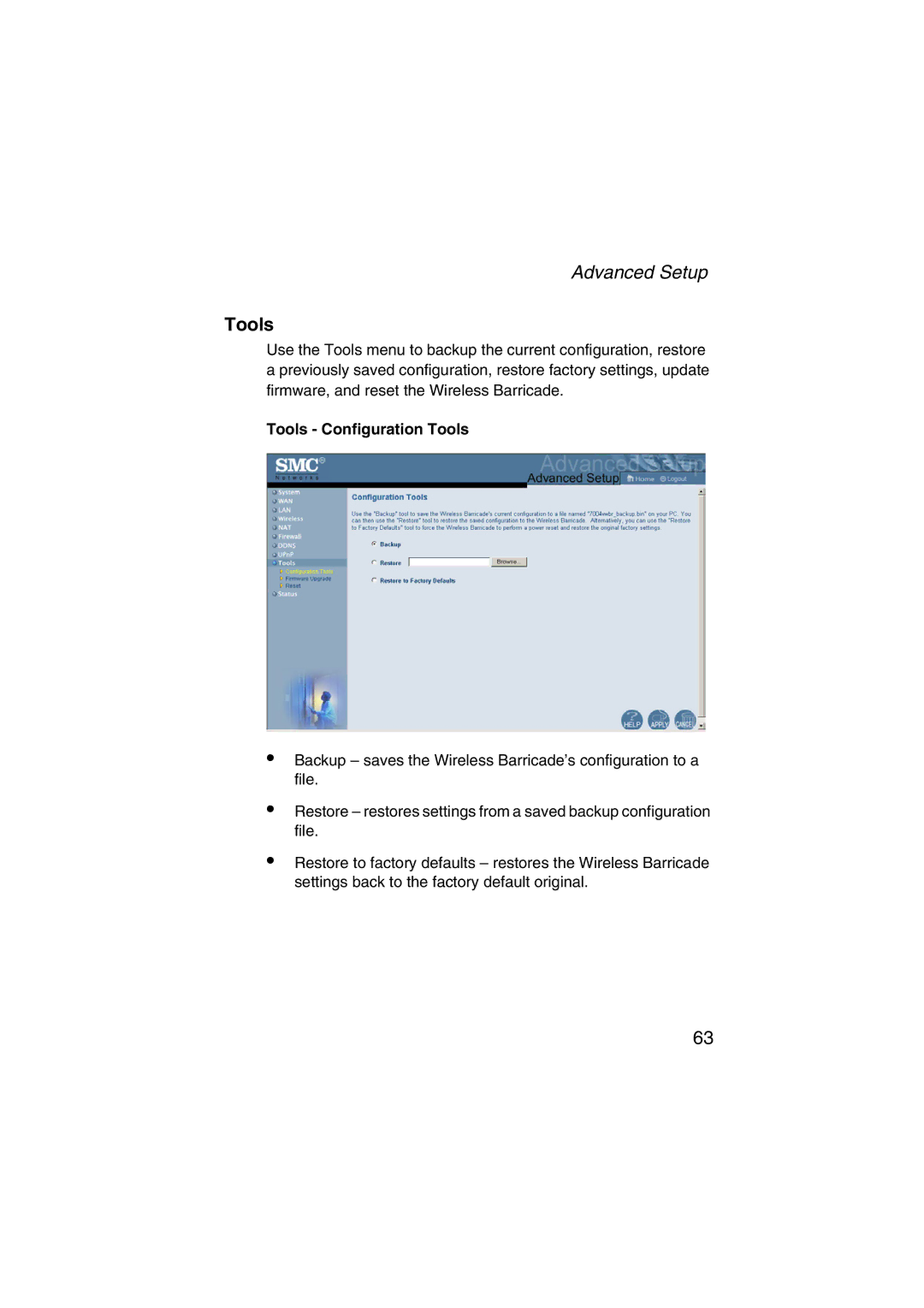 SMC Networks SMC7004VWBR V.2 manual Tools Configuration Tools 