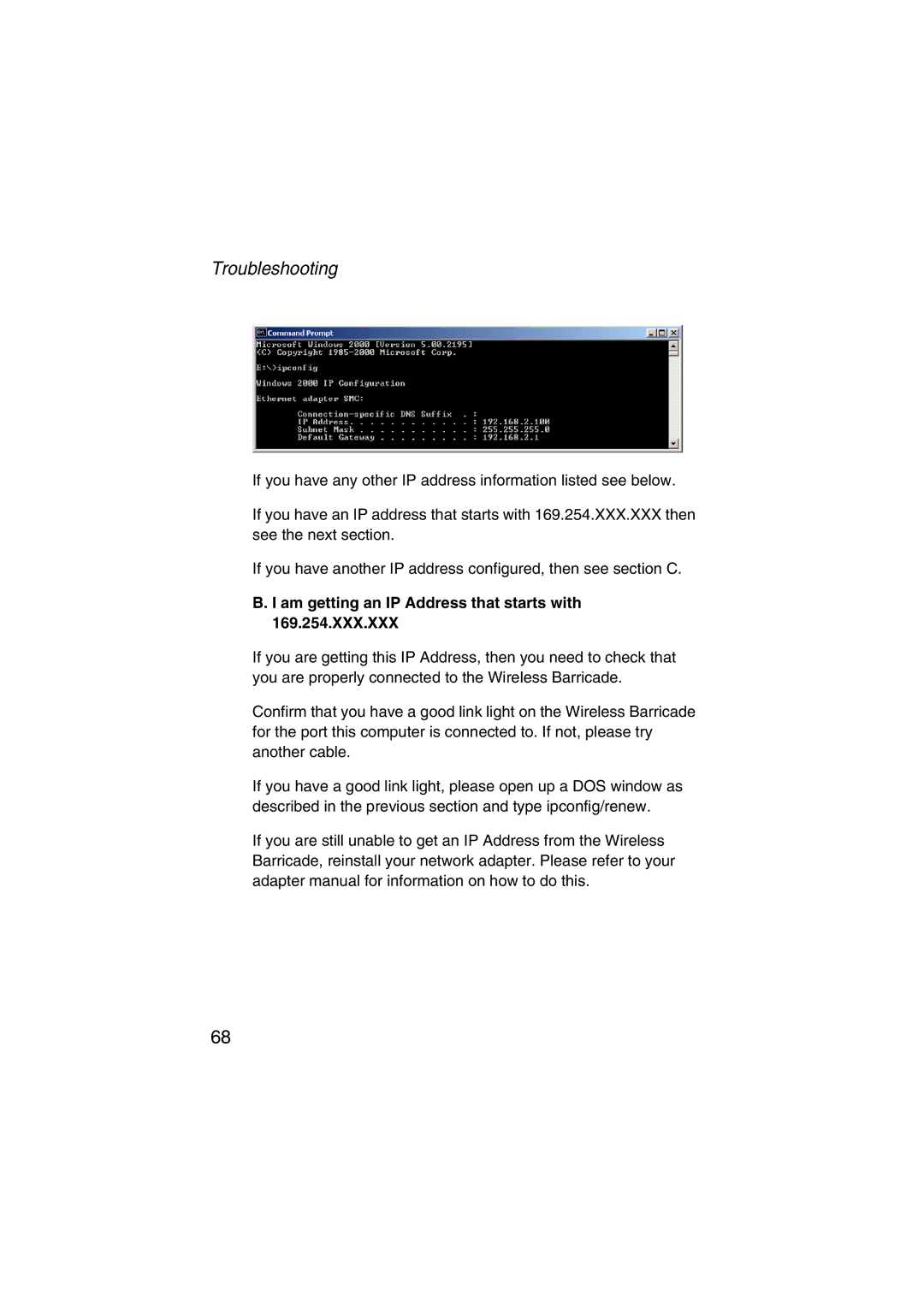 SMC Networks SMC7004VWBR V.2 manual Am getting an IP Address that starts with 