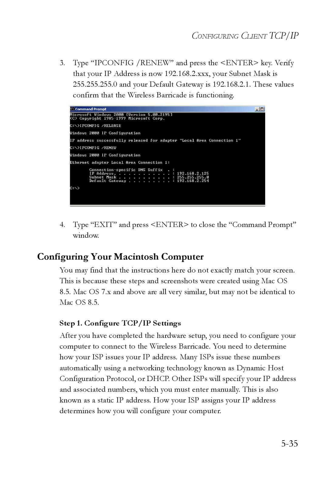 SMC Networks SMC7004VWBR manual Configuring Your Macintosh Computer, Configure TCP/IP Settings 