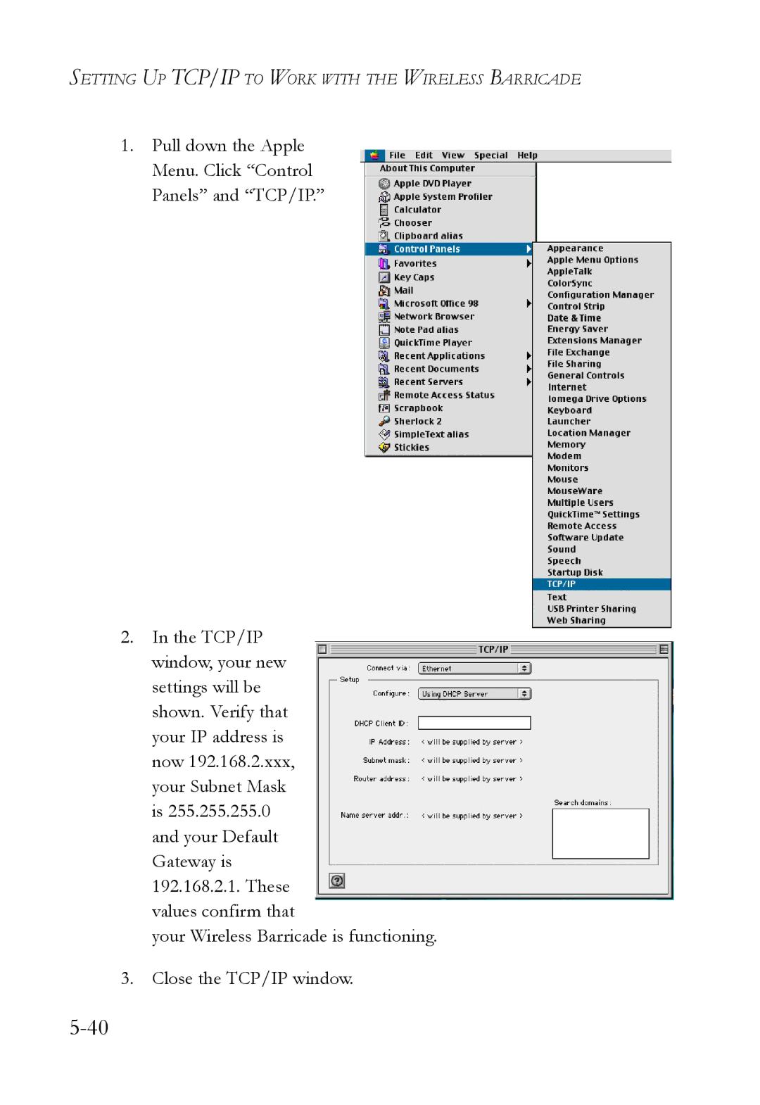 SMC Networks SMC7004VWBR manual Setting UP TCP/IP to Work with the Wireless Barricade 