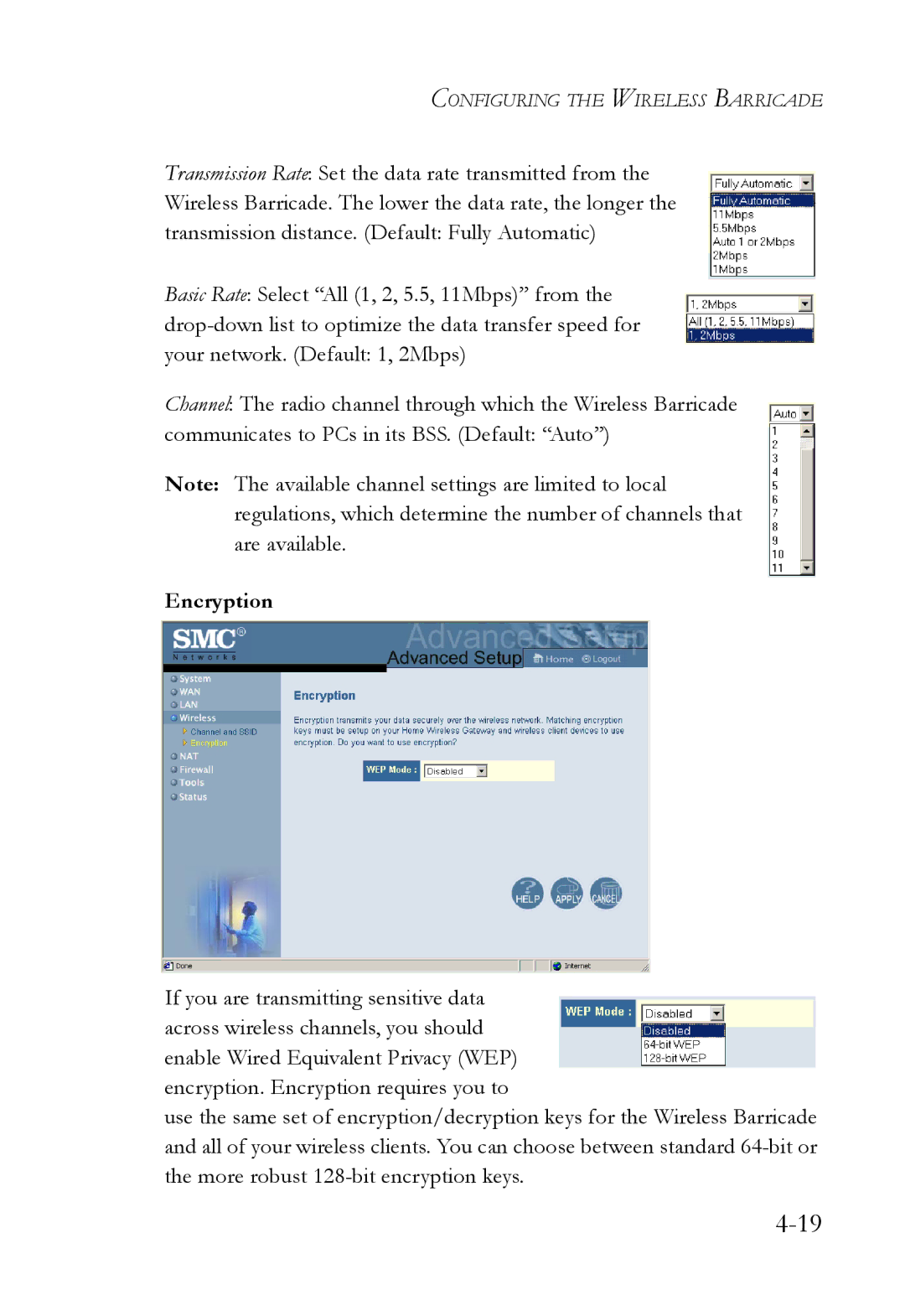 SMC Networks SMC7004VWBR manual Encryption 