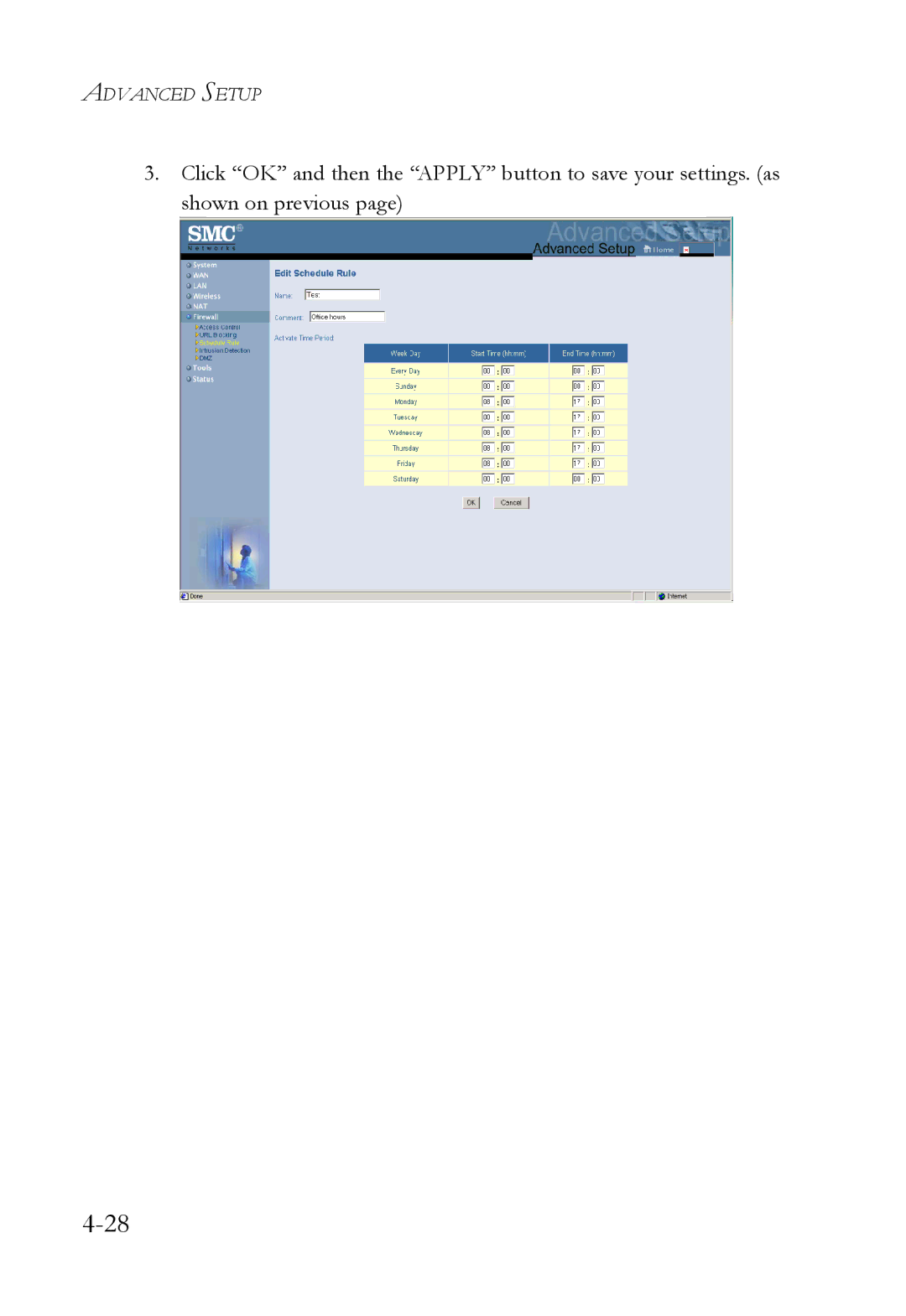 SMC Networks SMC7004VWBR manual Advanced Setup 