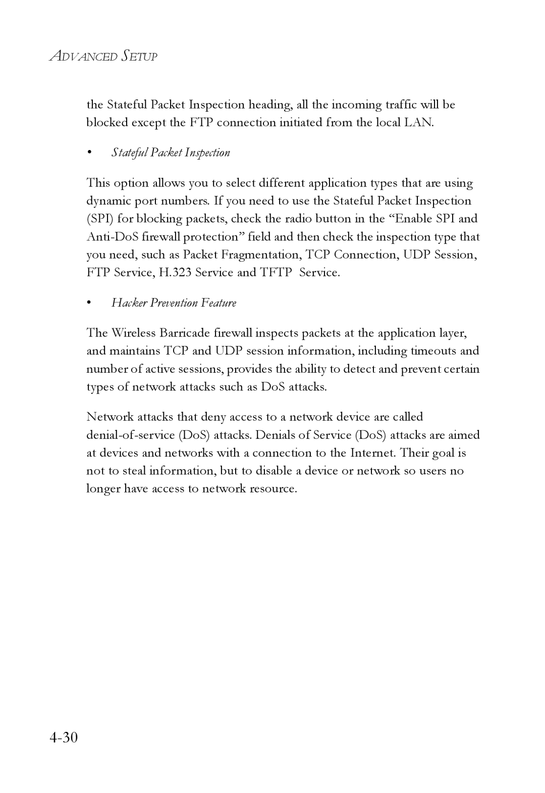 SMC Networks SMC7004VWBR manual Stateful Packet Inspection 