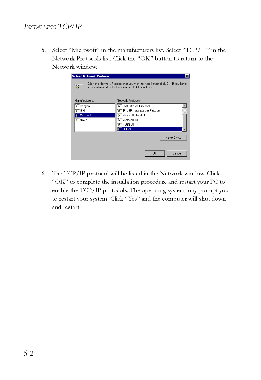 SMC Networks SMC7004VWBR manual Installing TCP/IP 