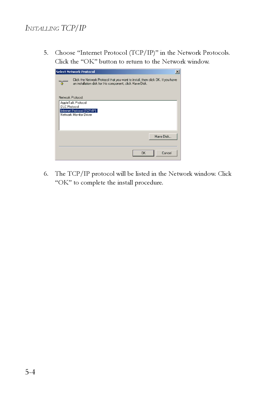 SMC Networks SMC7004VWBR manual Installing TCP/IP 