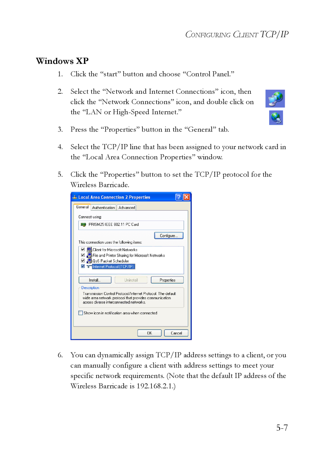 SMC Networks SMC7004VWBR manual Windows XP 