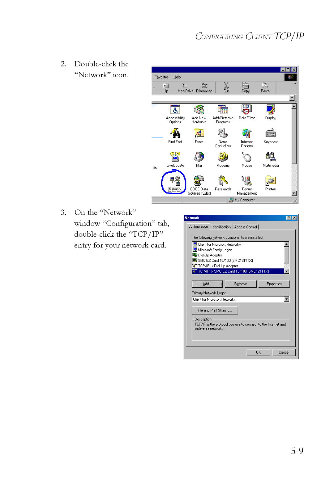 SMC Networks SMC7004VWBR manual Configuring Client TCP/IP 