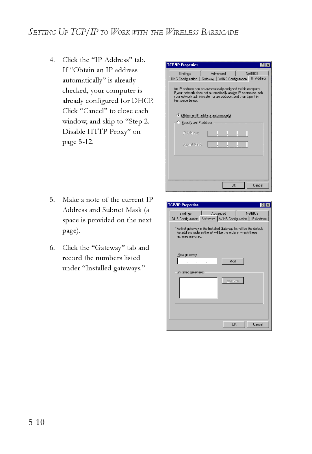 SMC Networks SMC7004VWBR manual Setting UP TCP/IP to Work with the Wireless Barricade 