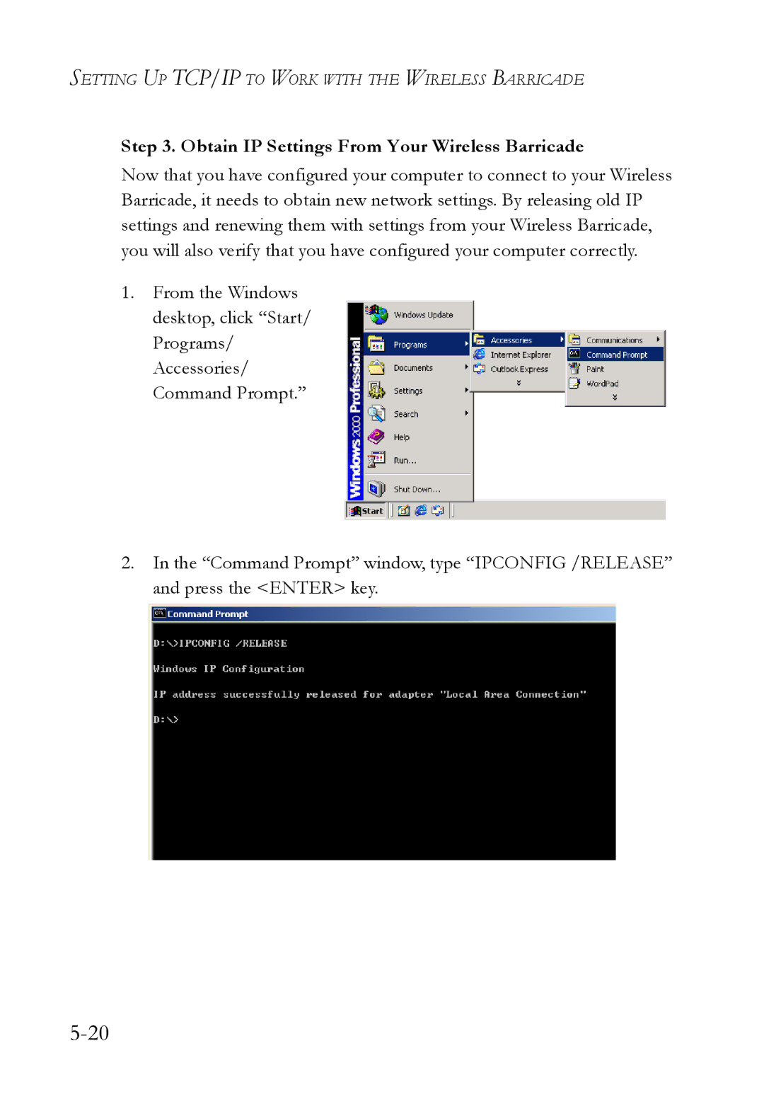 SMC Networks SMC7004VWBR manual Obtain IP Settings From Your Wireless Barricade 