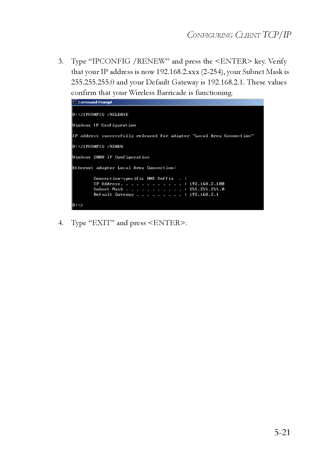 SMC Networks SMC7004VWBR manual Configuring Client TCP/IP 