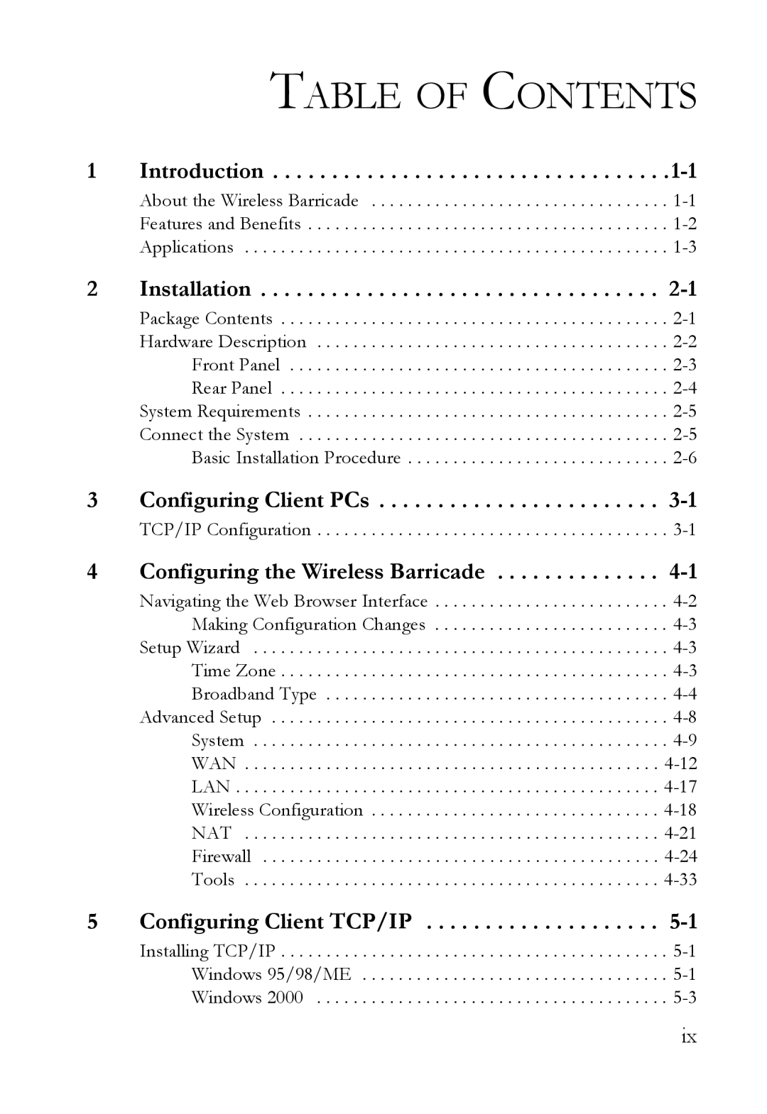 SMC Networks SMC7004VWBR manual Table of Contents 