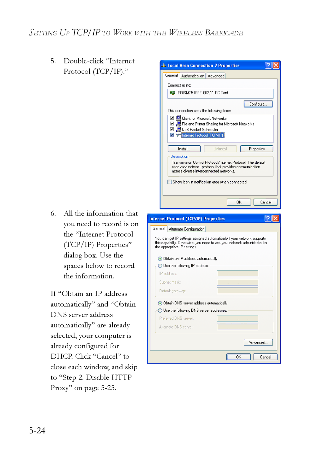 SMC Networks SMC7004VWBR manual Setting UP TCP/IP to Work with the Wireless Barricade 