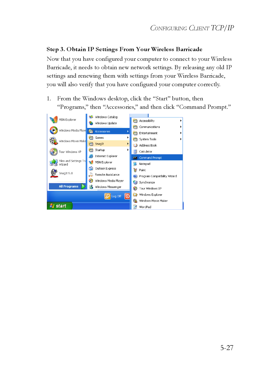 SMC Networks SMC7004VWBR manual Obtain IP Settings From Your Wireless Barricade 