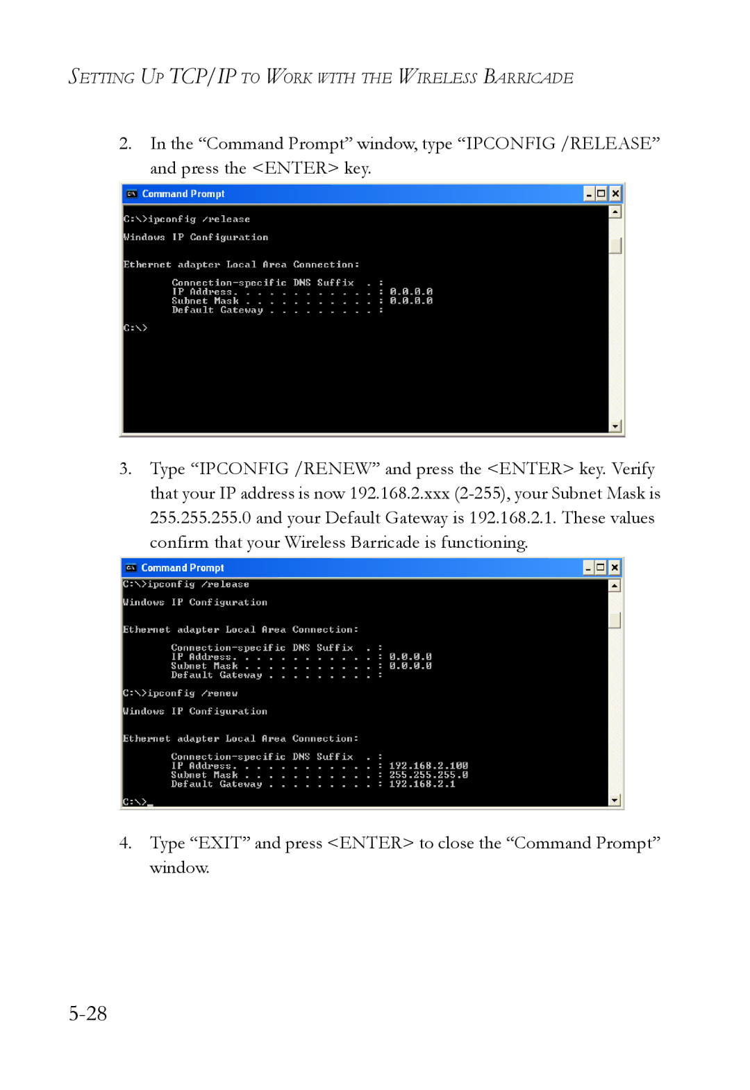 SMC Networks SMC7004VWBR manual Setting UP TCP/IP to Work with the Wireless Barricade 