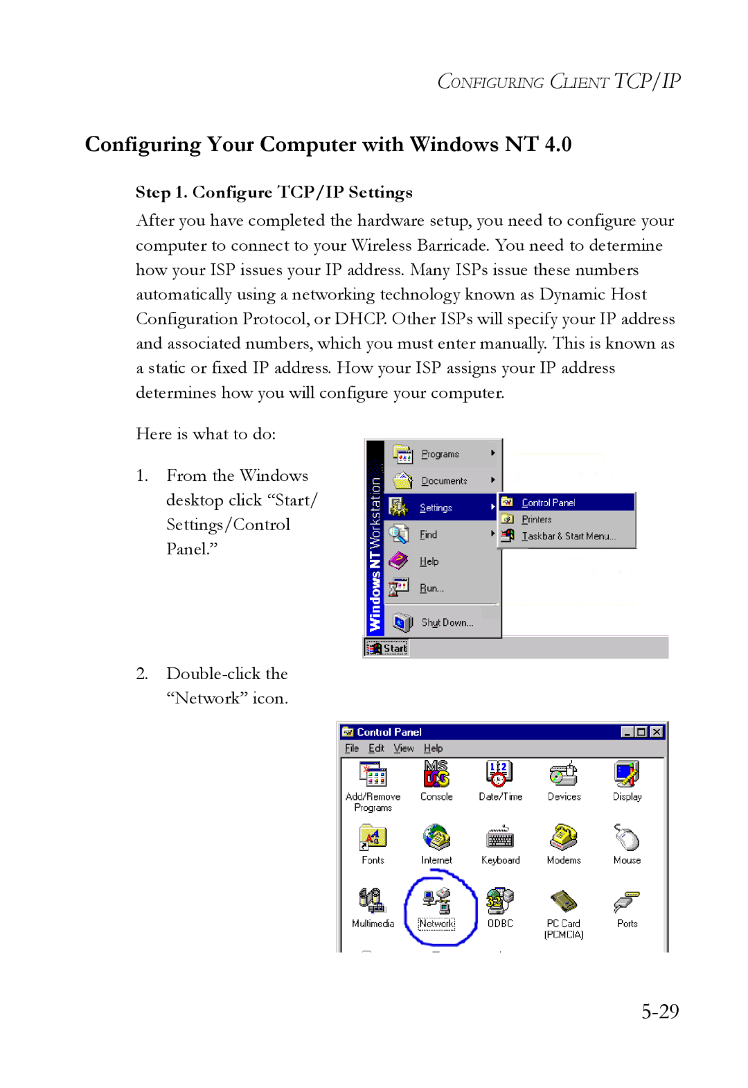 SMC Networks SMC7004VWBR manual Configuring Your Computer with Windows NT, Configure TCP/IP Settings 