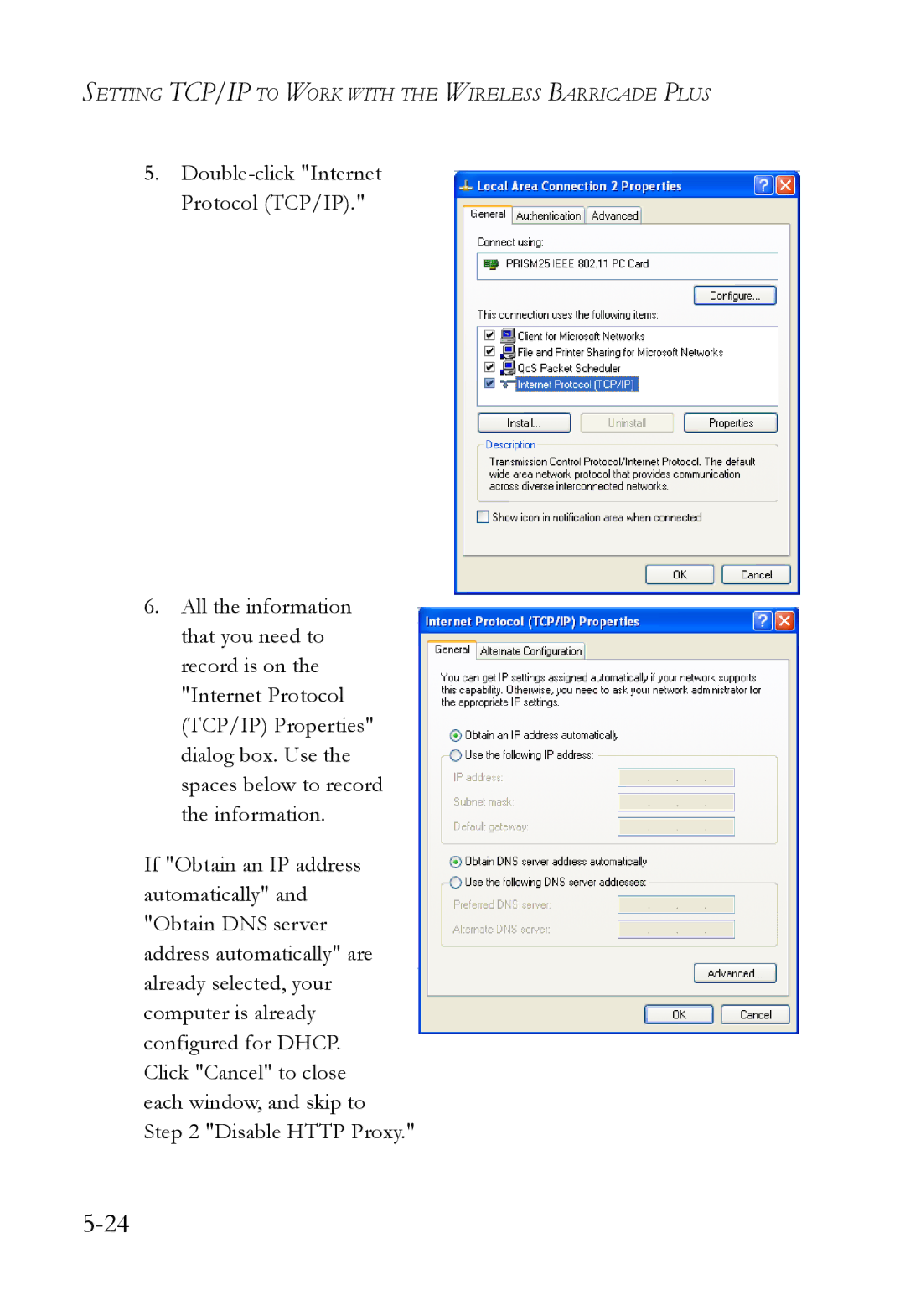 SMC Networks SMC7004WFW manual Setting TCP/IP to Work with the Wireless Barricade Plus 