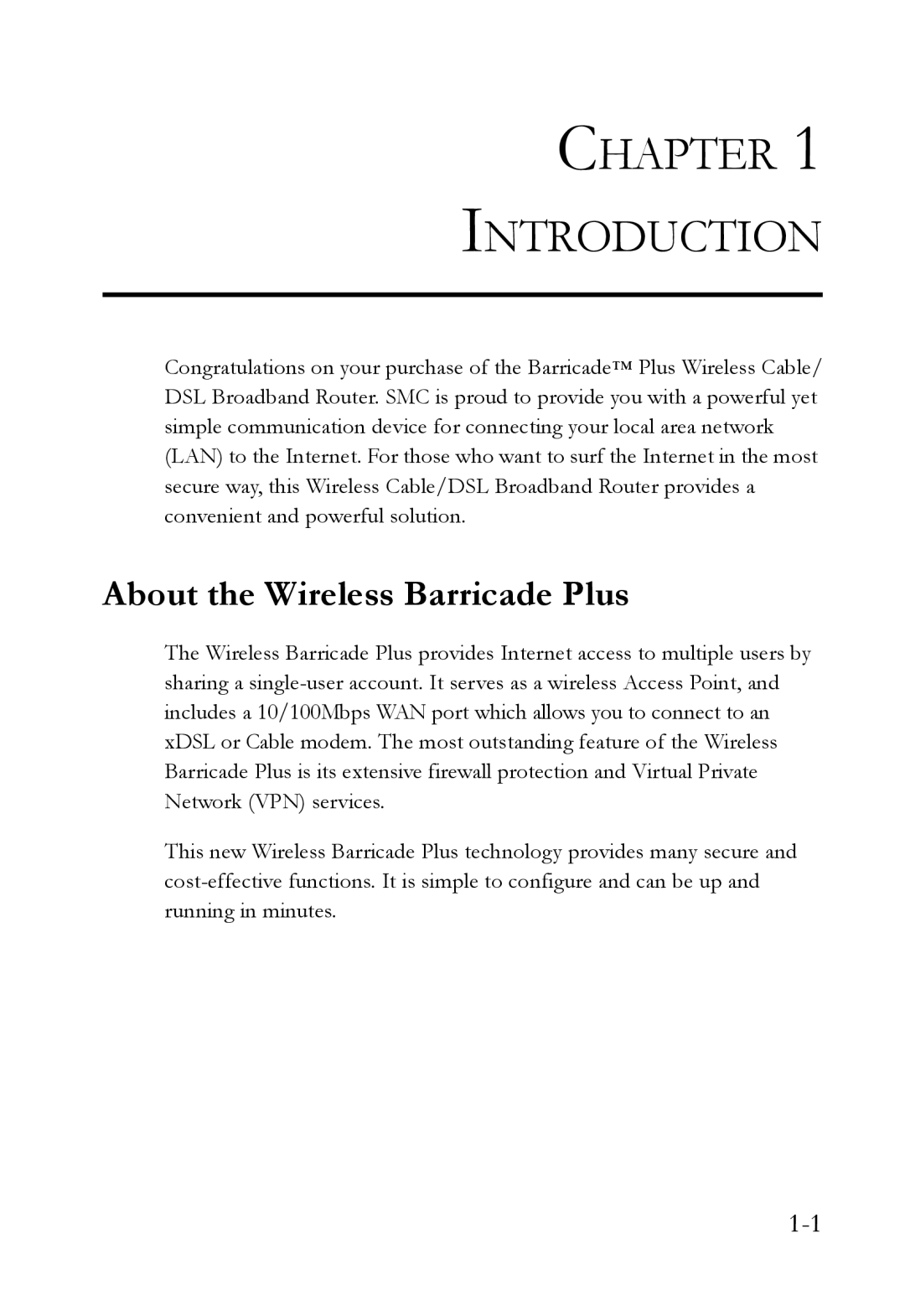 SMC Networks SMC7004WFW manual Chapter Introduction, About the Wireless Barricade Plus 