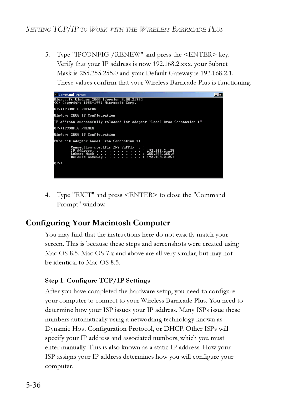 SMC Networks SMC7004WFW manual Configuring Your Macintosh Computer, Configure TCP/IP Settings 